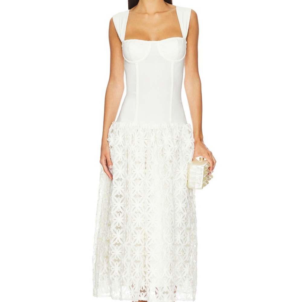 SOLD WeWoreWhat Corset Lace White Midi Dress